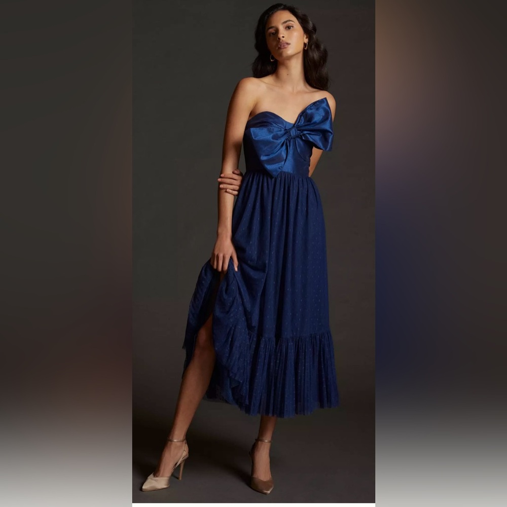 Hutch Anthropologie Tulle Bow-Tie Midi Dress